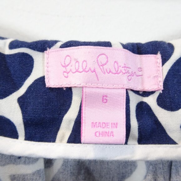 Lilly Pulitzer Skirt Size 6 Blue White Animal Print Pleated Waist Modest Church - Picture 3 of 5
